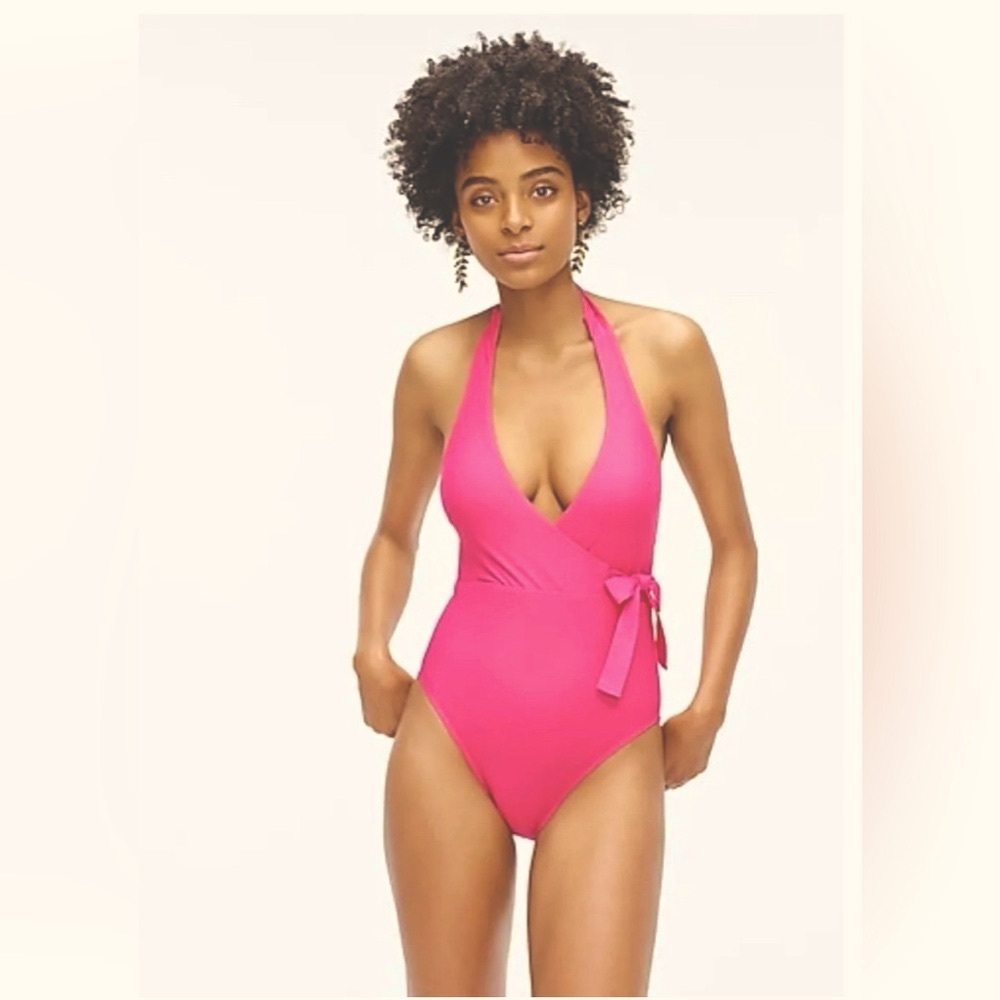 J Crew Halter wrap one piece swimsuit size 10 Pink NWT